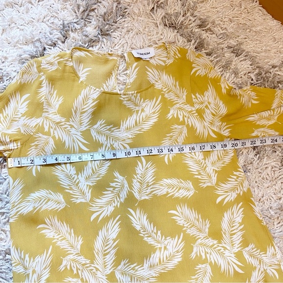 Yum Kim |  Yellow Floral 3/4 Roll Up Sleeve Flowy Shift Dress Size Small - Picture 7 of 8